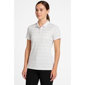 Nike White Striped Short Sleeve Collared 3 Button Polo Shirt Small women‎